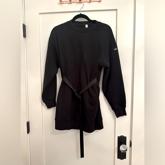 Alo Cityscape Belted Sweatshirt Dress XS BLack - Picture 6 of 8